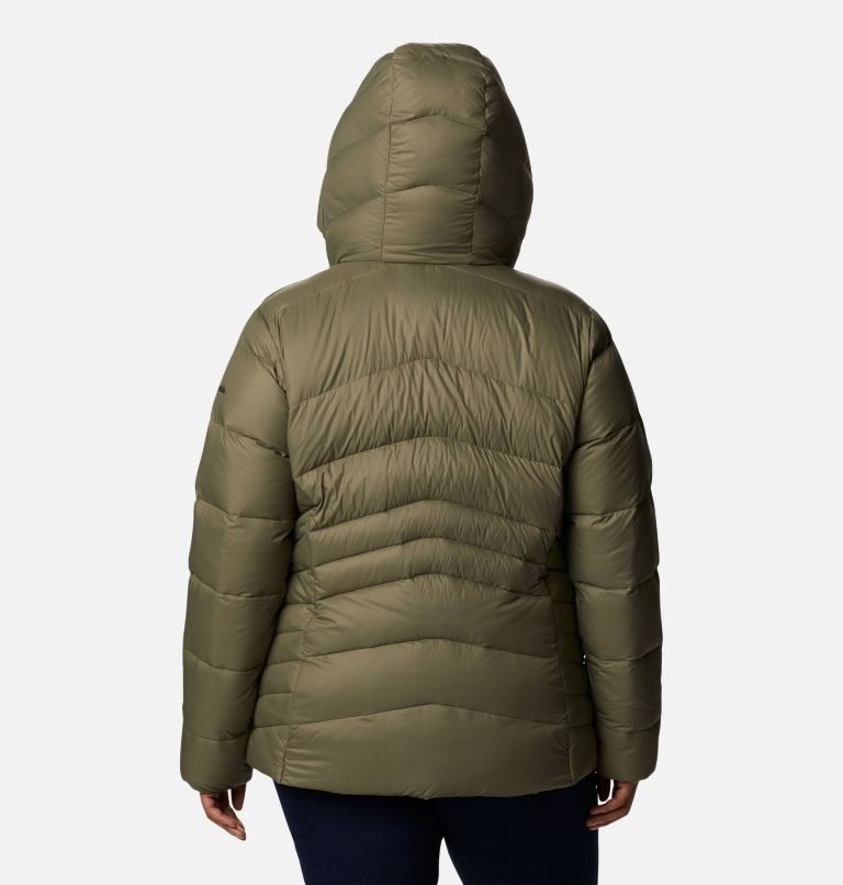 Women's Columbia Autumn Park Hooded Down Jackets Olive | Plus Size CA-M0A16